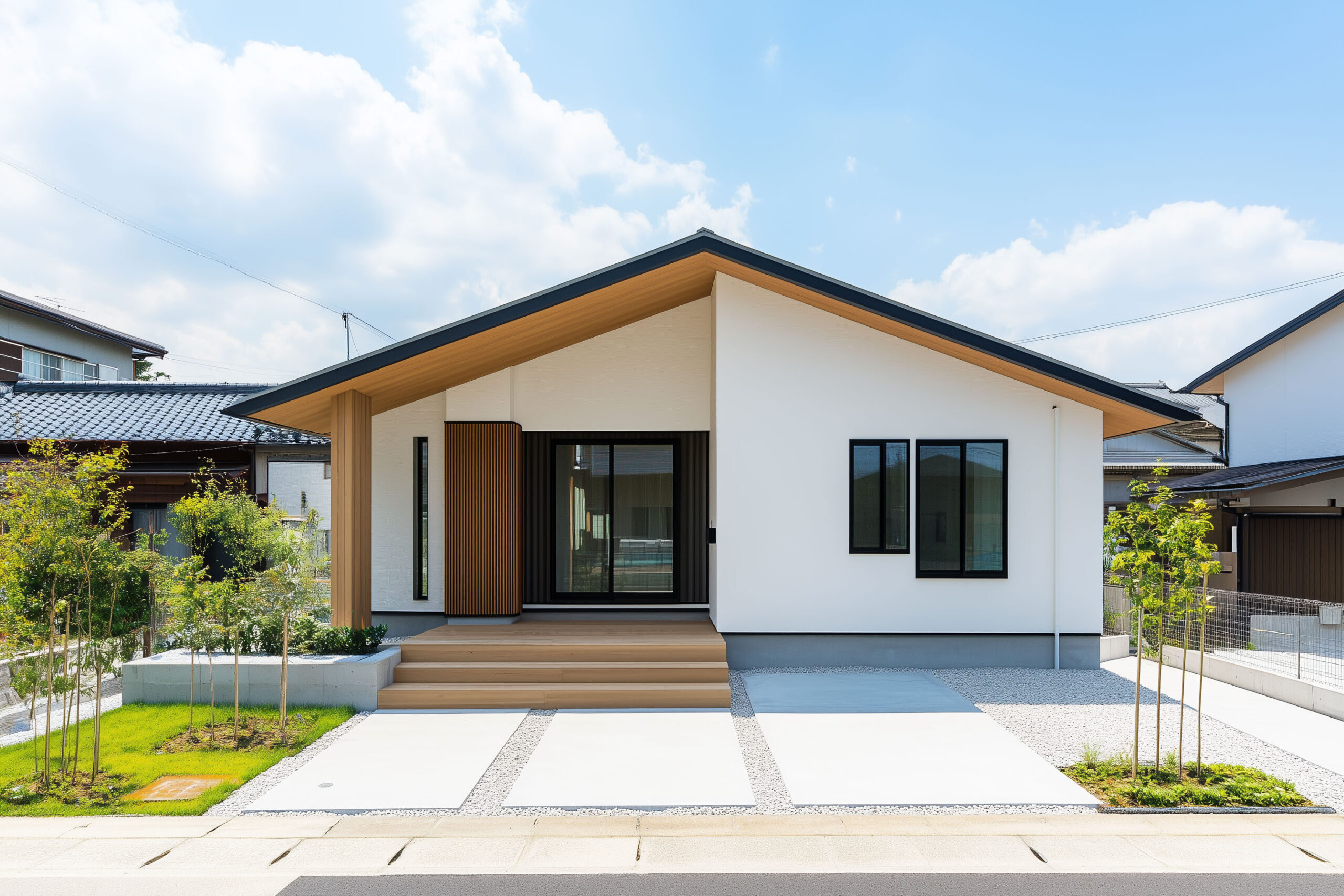 竣工した平屋の外観