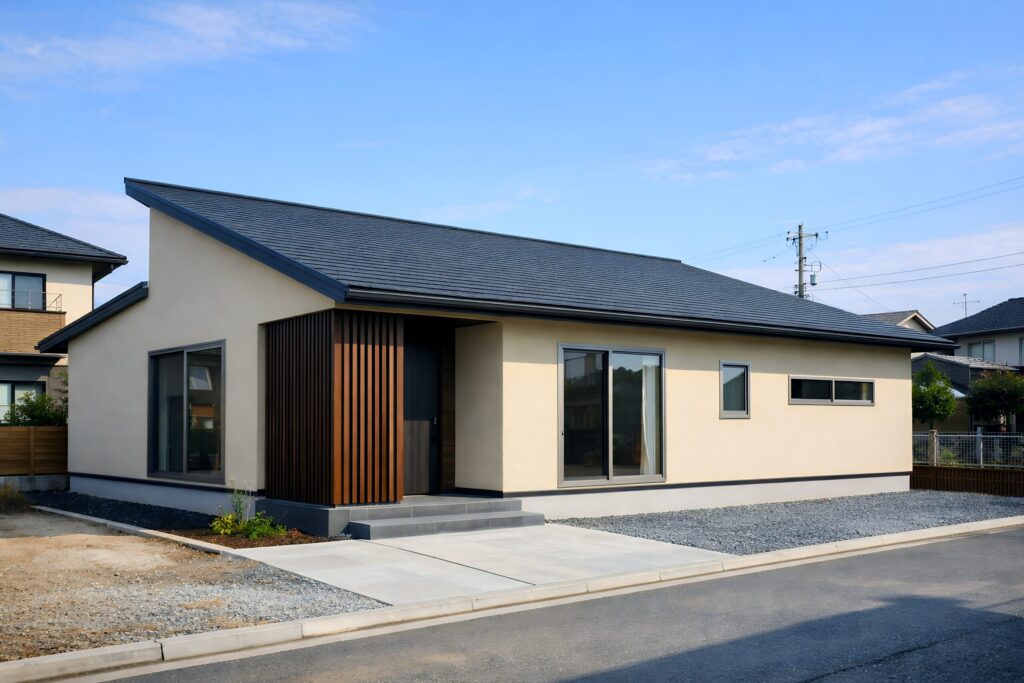 和モダンの平屋（和室と無垢）（デモ）